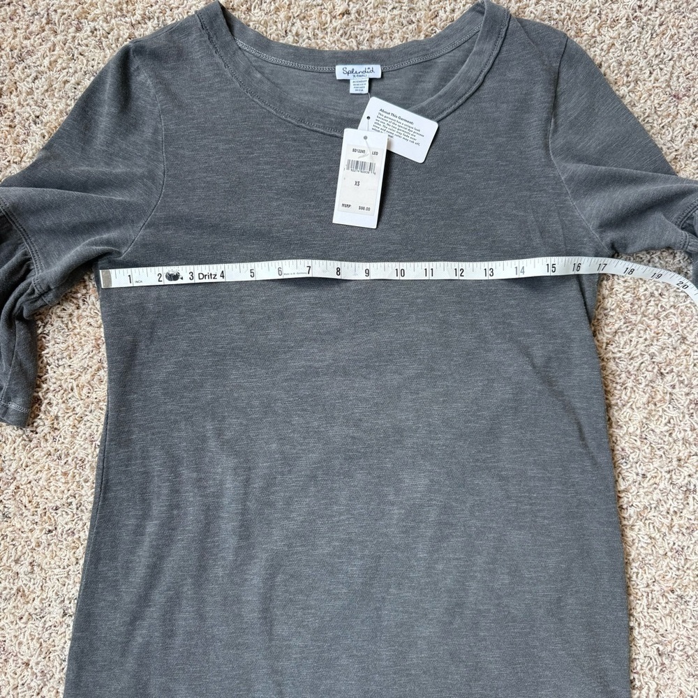 Splendid Gray Bell Sleeve Shift Dress XS Casual T-Shirt Dress Soft Knit - Picture 8 of 10